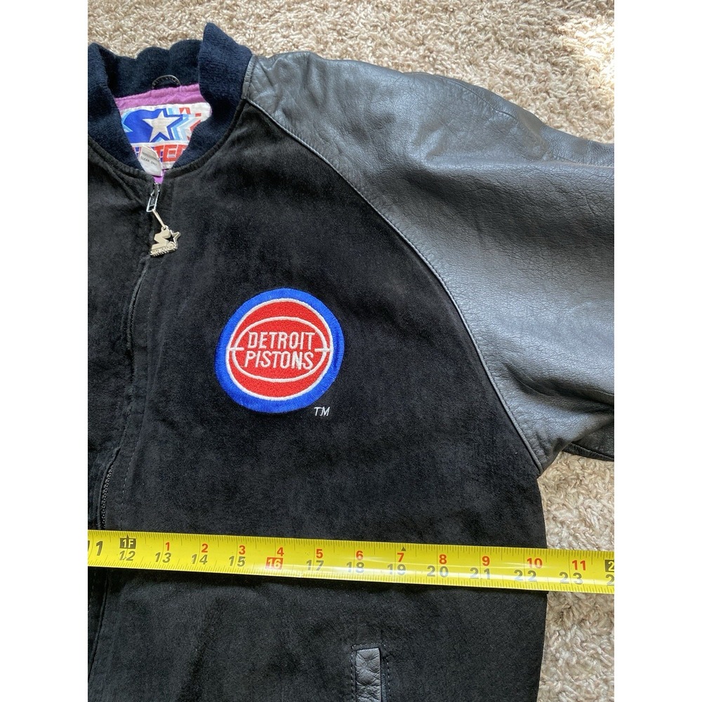 Vintage 90's‎ Starter Detroit Pistons NBA Leather Wool Varsity Jacket Men's XL - Picture 13 of 15